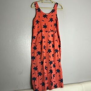 Vintage ZIP Code cotton palm tree print coral maxi dress small women’s s
